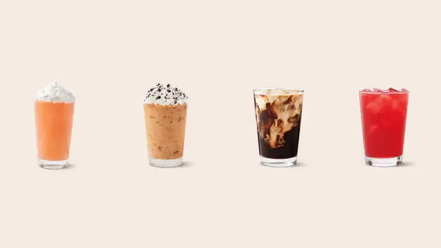 A Tim Hortons Frozen Quencher, OREO Iced Capp, cold brew and Lemonade Quencher